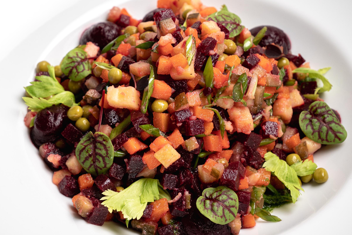 Винегрет со свекольным муссом